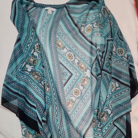 New York & Company Turquoise and Black Geometric Shape Cover Up - Picture 6 of 6